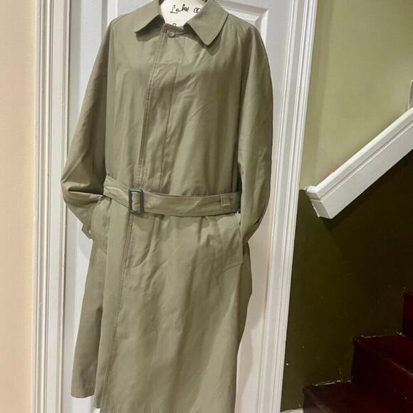 VINTAGE RALPH LAUREN TRENCH COAT BELTED OLIVE GREEN ZIP LINER SZ 42R AESTHETIC - Picture 5 of 16
